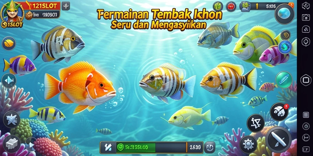 Tangkapan layar gameplay <strong>1121SLOT</strong> yang menampilkan aksi menembak ikan.