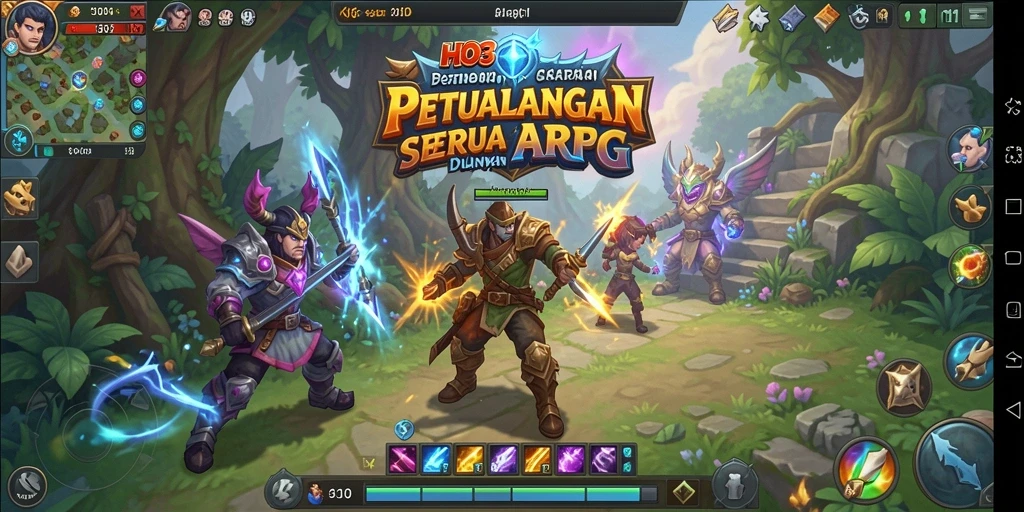 Screenshot gameplay HO3 menampilkan pertempuran ARPG yang mendebarkan.