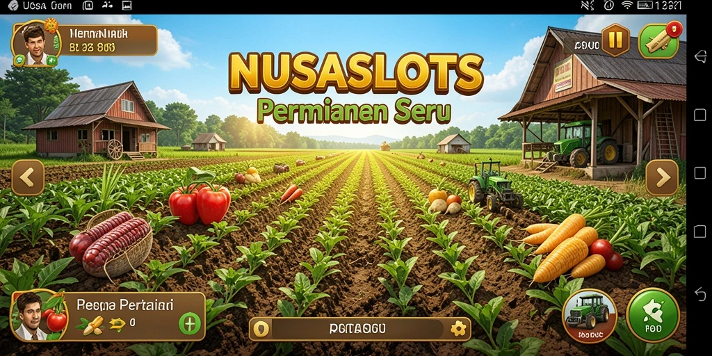 Screenshot gameplay NUSASLOTS menampilkan aktivitas pertanian yang menarik.